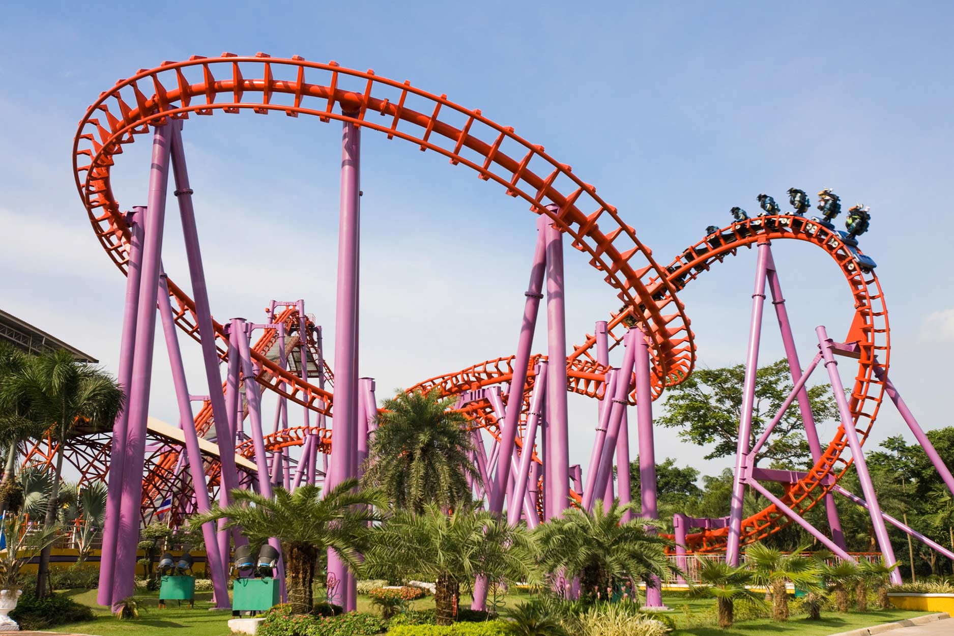 Roller coaster at a theme park