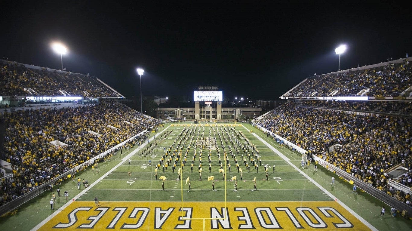 THE UNIVERSITY OF SOUTHERN MISS SUPERCHARGES 36,000SEAT M.M. ROBERTS