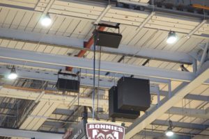 Danley speakers installed above St. Bonaventure University's Reilly Center