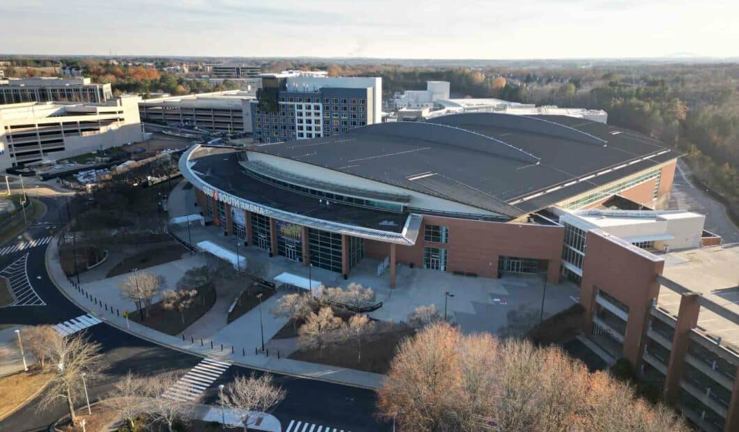 exterior photo of Gas South Arena and Gas South District