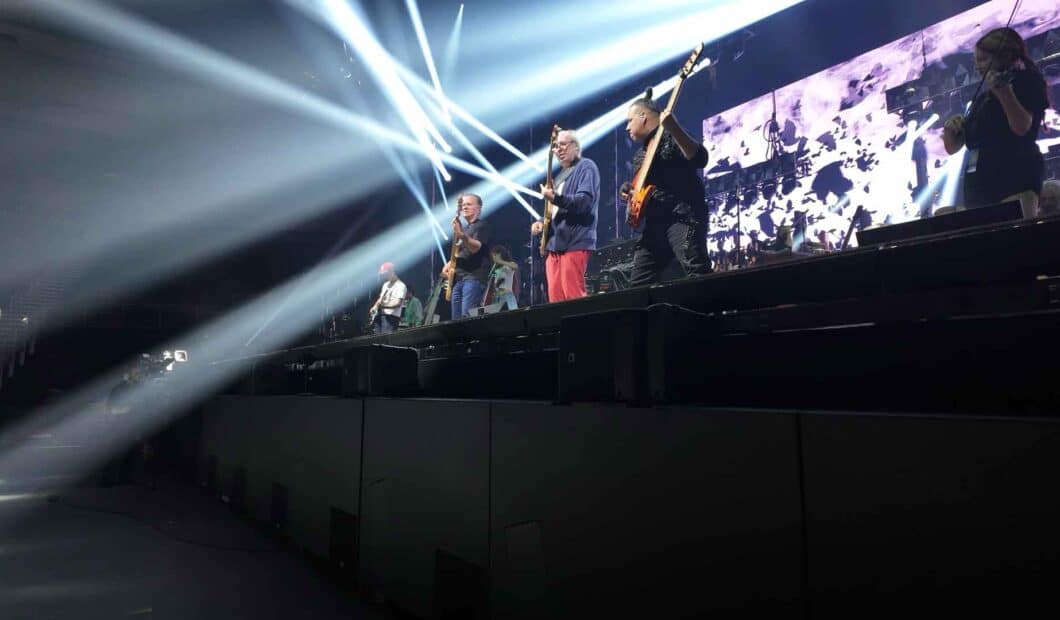 Hans Zimmer on stage during early rehearsals for Hans Zimmer Live tour